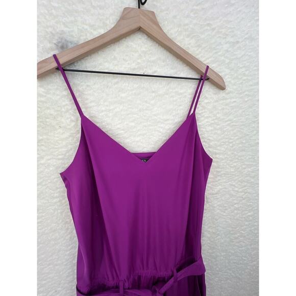 Lauren Ralph Lauren 8 Purple Satin Belted Spaghetti Strap Cargo Jogger Jumpsuit - Picture 4 of 9